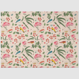 Botanisches Muster der handgezogenen Blütenbienen Seidenpapier