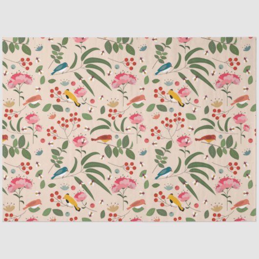 Botanisches Muster der handgezogenen Blütenbienen Seidenpapier (Vorderseite)