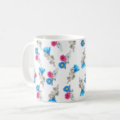 Botanisches Muster der hellrosa Quelle Kaffeetasse (Vorderseite Links)