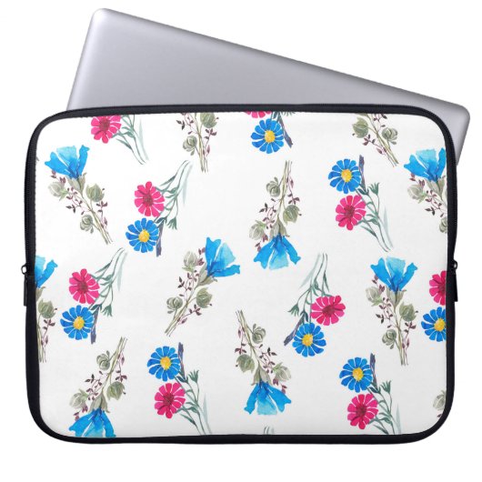 Botanisches Muster der hellrosa Quelle Laptopschutzhülle (Vorderseite)