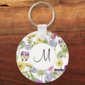 Botanisches Muster der hübschen Wildblume Schlüsselanhänger (Rückseite)