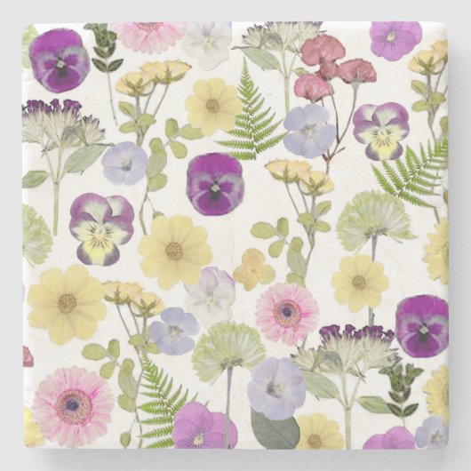 Botanisches Muster der hübschen Wildblume Steinuntersetzer (Vorderseite)