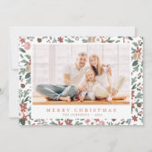 Botanisches Muster der modernen Weihnachtsblütenbl Feiertagskarte (Vorderseite)