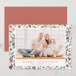 Botanisches Muster der modernen Weihnachtsblütenbl Feiertagskarte