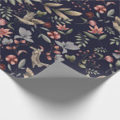 Botanisches Muster der Navy Blue Woodland Animal N Geschenkpapier (Ecke)