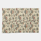 Botanisches Muster der Pilze in Braun und Beige Geschirrtuch (Horizontal)