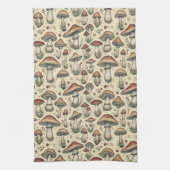 Botanisches Muster der Pilze in Braun und Beige Geschirrtuch (Vertikal)