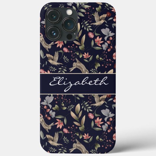 Botanisches Muster des Navy Blue Woodland Case-Mate iPhone Hülle (Rückseite)