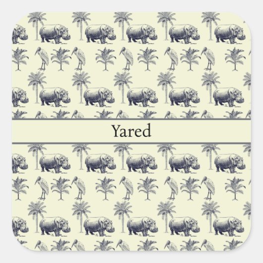 Botanisches Muster des Nils, kundenspezifisch Quadratischer Aufkleber (Vorderseite)