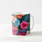 Botanisches Muster eines exotischen Hibiskus Kaffeetasse (VorderseiteRechts)