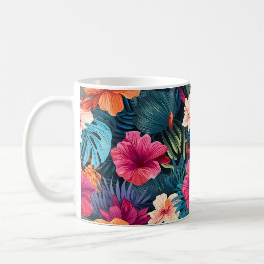 Botanisches Muster eines exotischen Hibiskus Kaffeetasse (Links)