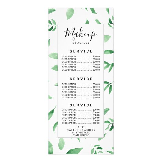 Botanisches Muster eines modernen grünen Olivenzwe Werbekarte (Vorne)