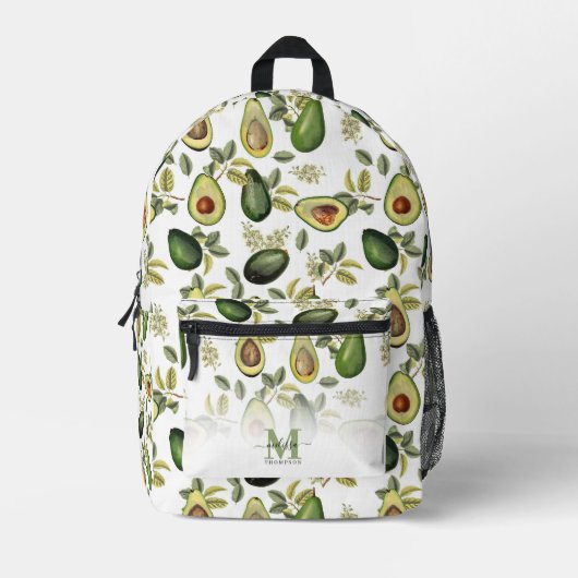 Botanisches Muster für Aquarellfarben Mit Monogram Bedruckter Rucksack (Vorderseite)