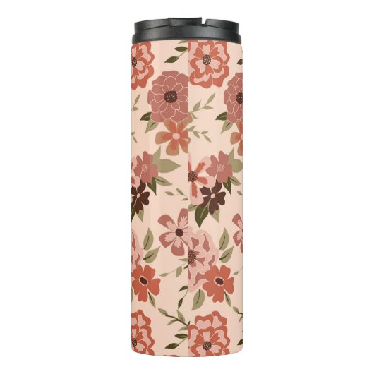 Botanisches Muster für Blumenpfirsiche Thermosbecher (Rückseite)