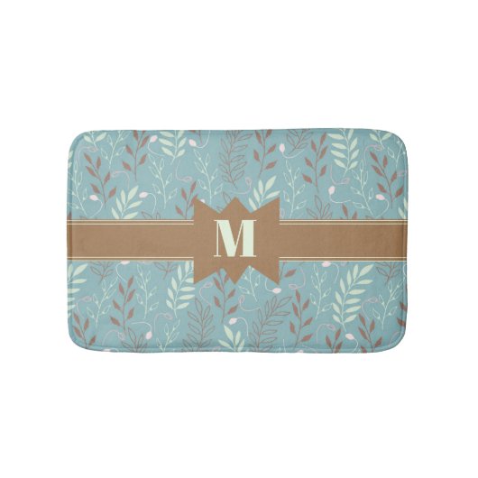 Botanisches Muster für Chic Monogram Badematte (Vorderseite)