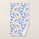 Botanisches Muster für Indigo und Orange Badhandtuch Set (Handtuch)