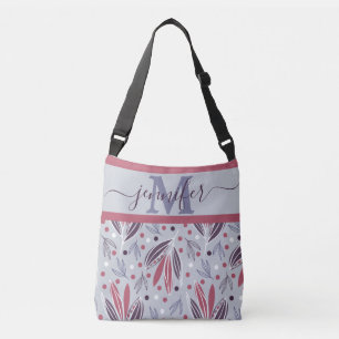 Botanisches Muster für moderne Monogramm Tragetaschen Mit Langen Trägern