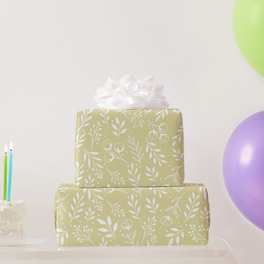 Botanisches Muster Gelbwrapping Paper Rolle Geschenkpapier (Partygeschenke)
