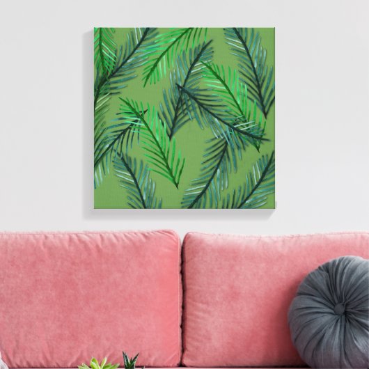 Botanisches Muster gezackte Canvas Leinwanddruck (Insitu (Wohnzimmer))