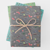 Botanisches Muster, graues Papier (Beispiel)