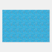 Botanisches Muster, grün-gelb, blaues Packpapier Geschenkpapier Set (Vorderseite 3)