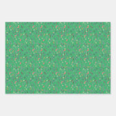 Botanisches Muster, grün-gelb, blaues Packpapier Geschenkpapier Set (Vorderseite 2)