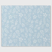 Botanisches Muster hellblaue Papierrolle Geschenkpapier (Flach)