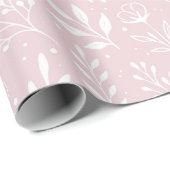 Botanisches Muster hellrosa Wrapping Paper Roll Geschenkpapier (Rolleneckpunkt)