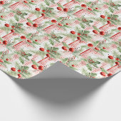 Botanisches Muster in Aquarellfarbe Rot und Grün Geschenkpapier (Ecke)