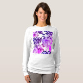 Botanisches Muster in Pink Purple Blumen T-Shirt (Vorne ganz)