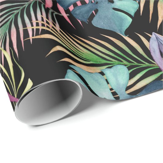Botanisches Muster in tropischen Farben Geschenkpapier (Rolleneckpunkt)
