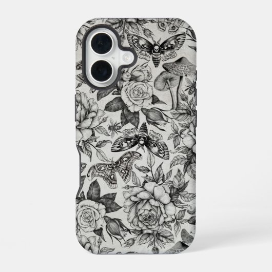 Botanisches Muster iPhone 16 Hülle (Rückseite)