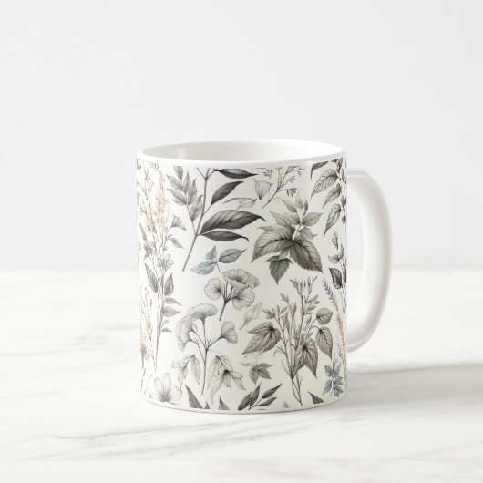 Botanisches Muster Kaffeetasse (VorderseiteRechts)