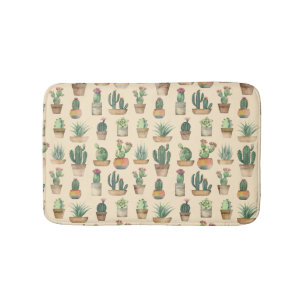 Botanisches Muster Kaktus Illustration Badematte