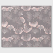 Botanisches Muster mit rosa Ginkoblatt Geschenkpapier (Flach)