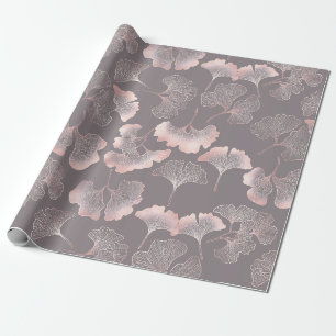 Botanisches Muster mit rosa Ginkoblatt Geschenkpapier