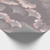 Botanisches Muster mit rosa Ginkoblatt Geschenkpapier (Ecke)