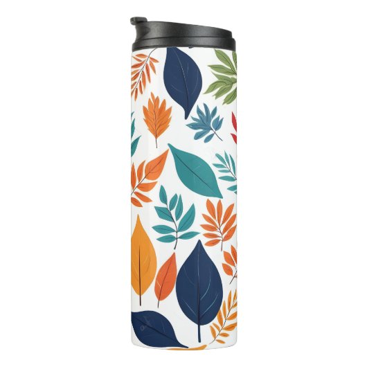 Botanisches Muster mit tropischen Blätter auf Weiß Thermosbecher (Nach rechts gedreht)