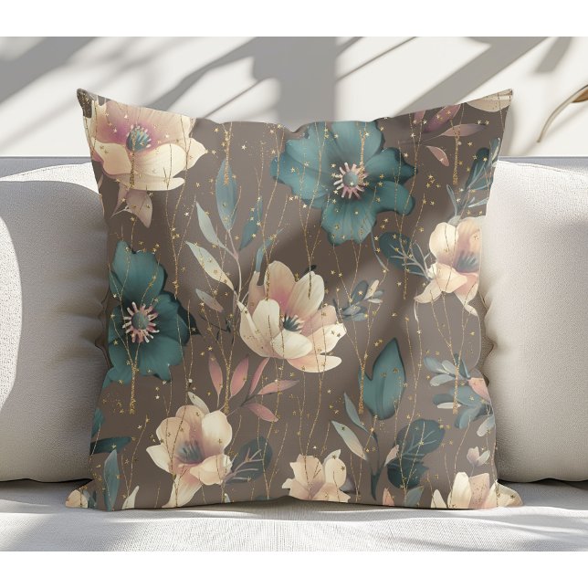 Botanisches Muster Mocha Kissen (Von Creator hochgeladen)