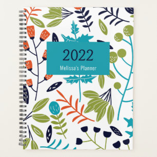 Botanisches Muster Moderner Personalisierter Blume Planer