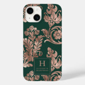 Botanisches Muster Monogram Rose Gold Emerald Gree Case-Mate iPhone Hülle (Rückseite)