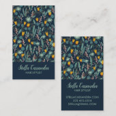 Botanisches Muster Nachtgarten Deep Blue Visitenkarte (Vorne/Hinten)