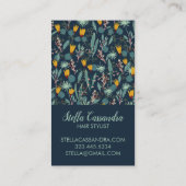 Botanisches Muster Nachtgarten Deep Blue Visitenkarte (Rückseite)