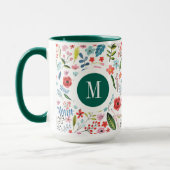 Botanisches Muster Niedliche, farbenfrohe Blätter  Tasse (Links)