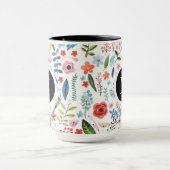 Botanisches Muster Niedliche, farbenfrohe Blätter Tasse (Zentrum)