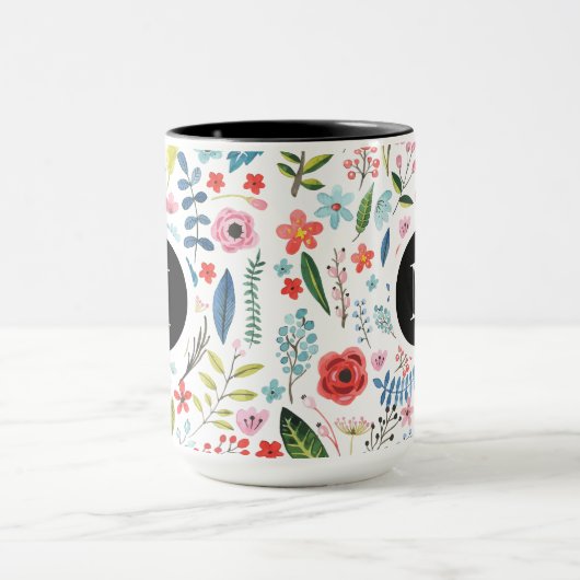 Botanisches Muster Niedliche, farbenfrohe Blätter  Tasse (Zentrum)