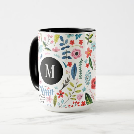 Botanisches Muster Niedliche, farbenfrohe Blätter  Tasse (Vorderseite Links)