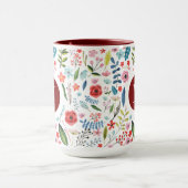 Botanisches Muster, Niedliche, farbenfrohe Blätter Tasse (Zentrum)