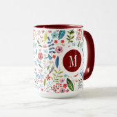 Botanisches Muster, Niedliche, farbenfrohe Blätter Tasse (VorderseiteRechts)