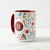 Botanisches Muster, Niedliche, farbenfrohe Blätter Tasse (Vorderseite Links)